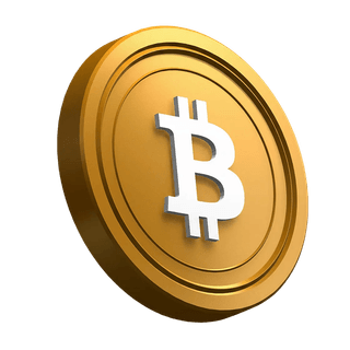 Tilted Bitcoin BTC coin used as a visual element within the hero section