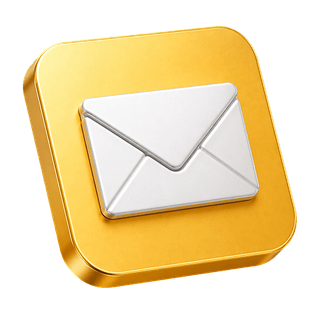 Decorative envelope icon rendered in 3D on the contact us page